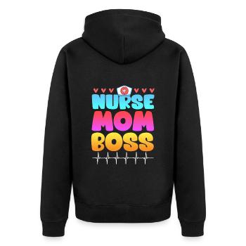 Infirmière Maman Boss Superviseure de la fête des mères - Veste à capuche bio Premium Unisexe - noir - Dos - Nico (187cm)