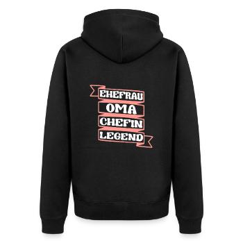 Oma Ehefrau Chefin Legende Großmutter Grandma - Unisex Premium Bio Zip Hoodie - Schwarz - Hinten - Nico (187cm)