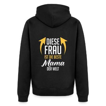 Die Beste Mama der Welt weltbeste Mama Muttertag - Unisex Premium Bio Zip Hoodie - Schwarz - Hinten - Nico (187cm)