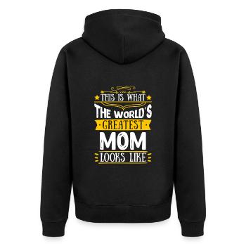 Weltbeste Mama Muttertag Beste Mama coolste Mama - Unisex Premium Bio Zip Hoodie - Schwarz - Hinten - Nico (187cm)