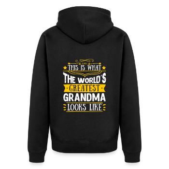 Weltbeste Oma Muttertag Beste Oma Super Grandma - Unisex Premium Bio Zip Hoodie - Schwarz - Hinten - Nico (187cm)