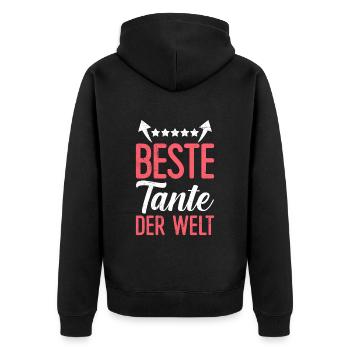Beste Tante Muttertag Tanten weltbeste Tante - Unisex Premium Bio Zip Hoodie - Schwarz - Hinten - Nico (187cm)
