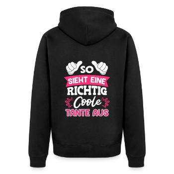Worlds greatest Aunt beste Tante Muttertag - Unisex Premium Bio Zip Hoodie - Schwarz - Hinten - Nico (187cm)