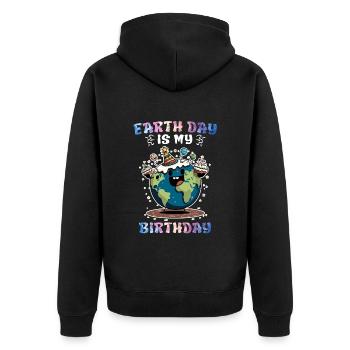 Earth Day is my birthday Environmental protection - Unisex Premium Organic Zip Hoodie - black - Back - Nico (187cm)