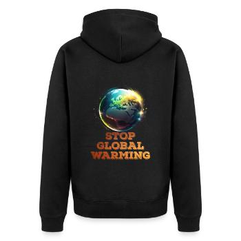 Erderwärmung Stop Rettet die Erde Klimaaktivist - Unisex Premium Bio Zip Hoodie - Schwarz - Hinten - Nico (187cm)