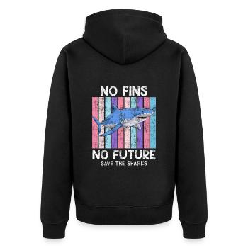 Save Sharks Tierschutz Haie Save the Ocean - Unisex Premium Bio Zip Hoodie - Schwarz - Hinten - Nico (187cm)