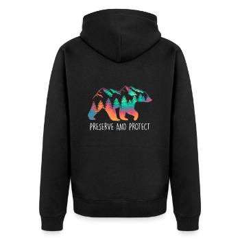 Umweltschutz Artenschutz Rettet die Erde - Unisex Premium Bio Zip Hoodie - Schwarz - Hinten - Nico (187cm)