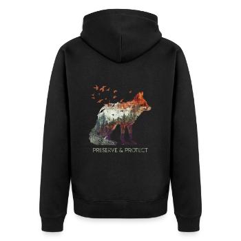 Umweltschutz Artenschutz Rettet die Erde - Unisex Premium Bio Zip Hoodie - Schwarz - Hinten - Nico (187cm)