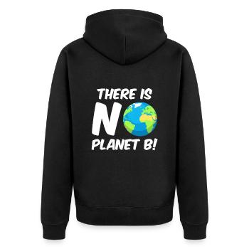There is no Planet B Umweltschutz Mission Erde - Unisex Premium Bio Zip Hoodie - Schwarz - Hinten - Nico (187cm)