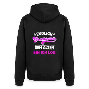 Endlich geschieden Scheidungsparty Scheidung - Unisex Premium Bio Zip Hoodie - Schwarz - Hinten - Nico (187cm)