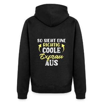 Scheidungsparty coole Ex Frau Endlich geschieden - Unisex Premium Bio Zip Hoodie - Schwarz - Hinten - Nico (187cm)