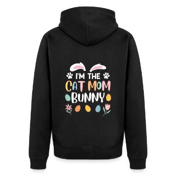 Katzenliebhaber Mama Hase Osterhasen Ostern - Unisex Premium Bio Zip Hoodie - Schwarz - Hinten - Nico (187cm)