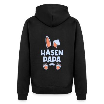 Papa Hase Osterhasen Dad Osterfreunde Daddy - Unisex Premium Bio Zip Hoodie - Schwarz - Hinten - Nico (187cm)