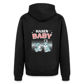 Baby Hase Osterhasen Cute Osterfreunde Kinder - Unisex Premium Bio Zip Hoodie - Schwarz - Hinten - Nico (187cm)