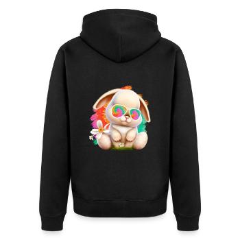 Osterhase mit Brille Cute Bunny bunte Hasen - Unisex Premium Bio Zip Hoodie - Schwarz - Hinten - Nico (187cm)