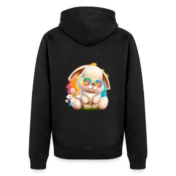 Osterhase mit Brille Cute Bunny bunte Hasen - Unisex Premium Bio Zip Hoodie - Schwarz - Hinten - Nico (187cm)