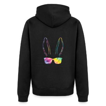 Hasengesicht Cooler Osterhase mit Brille - Unisex Premium Bio Zip Hoodie - Schwarz - Hinten - Nico (187cm)