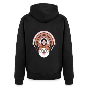 Süße Osterhasen Hasengesicht Cute Bunny - Unisex Premium Bio Zip Hoodie - Schwarz - Hinten - Nico (187cm)