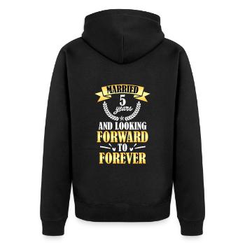 Wooden wedding 5th wedding anniversary - Unisex Premium Organic Zip Hoodie - black - Back - Nico (187cm)