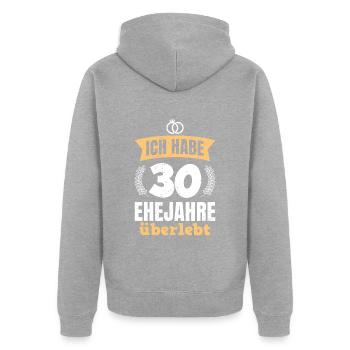 30 Ehejahre überlebt 30. Hochzeitstag - Unisex Premium Bio Zip Hoodie - Grau meliert - Hinten - Nico (187cm)