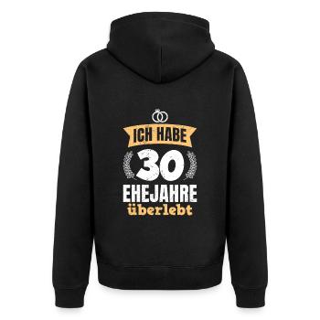30 Ehejahre überlebt 30. Hochzeitstag - Unisex Premium Bio Zip Hoodie - Schwarz - Hinten - Nico (187cm)