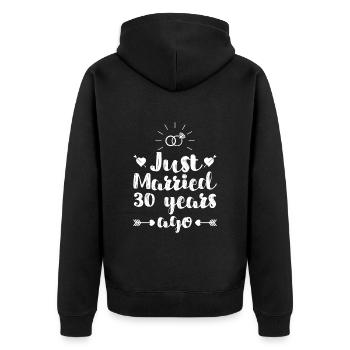 Just married 30 Jahre Perlenhochzeit - Unisex Premium Bio Zip Hoodie - Schwarz - Hinten - Nico (187cm)