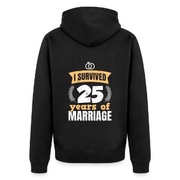 25 ans de mariage ont survécu au 25e anniversaire de mariage - Veste à capuche bio Premium Unisexe - noir - Dos - Nico (187cm)
