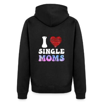 I love Single Moms Party Malle Single Men - Unisex Premium Organic Zip Hoodie - black - Back - Nico (187cm)