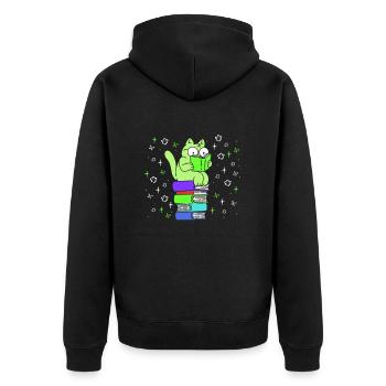 Cat Fans Book lover Cat Lovers Bookworm - Unisex Premium Organic Zip Hoodie - black - Back - Nico (187cm)