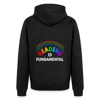 Book lovers Reading is the foundation of books - Unisex Premium Organic Zip Hoodie - black - Back - Nico (187cm)