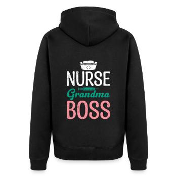 Krankenschwester Oma Chefin Muttertag Granny Boss - Unisex Premium Bio Zip Hoodie - Schwarz - Hinten - Nico (187cm)