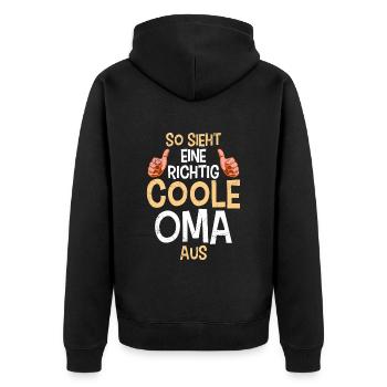Coole Oma Weltbeste Oma Muttertag Großmutter - Unisex Premium Bio Zip Hoodie - Schwarz - Hinten - Nico (187cm)