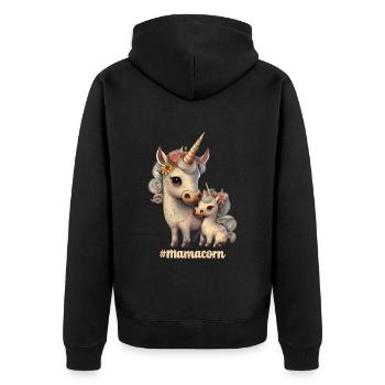 Mamacorn Muttertag Einhörner Mama Einhorn - Unisex Premium Bio Zip Hoodie - Schwarz - Hinten - Nico (187cm)