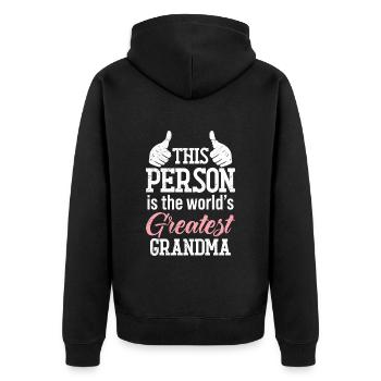 Weltbeste Oma Großmutter Super Oma Granny - Unisex Premium Bio Zip Hoodie - Schwarz - Hinten - Nico (187cm)
