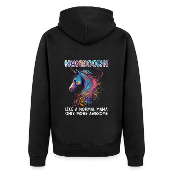 Mamacorn Einhorn Fan Muttertag Mom Unicorn - Unisex Premium Bio Zip Hoodie - Schwarz - Hinten - Nico (187cm)