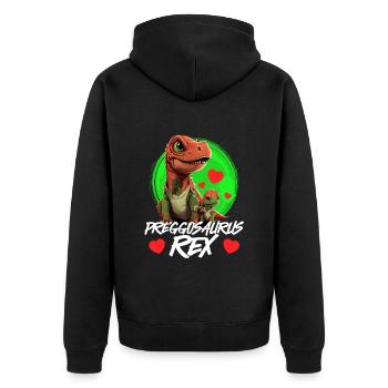Schwangere Preggosaurus werdende Mütter Mamasaurus - Unisex Premium Bio Zip Hoodie - Schwarz - Hinten - Nico (187cm)