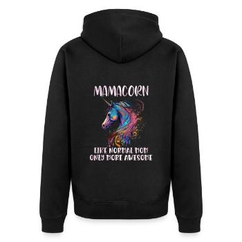 Mamacorn Einhorn Muttertag Mama Cooles Einhorn - Unisex Premium Bio Zip Hoodie - Schwarz - Hinten - Nico (187cm)