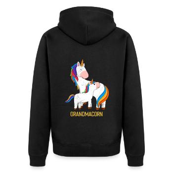 Omacorn Muttertag Einhörner Großmutter Unicorn - Unisex Premium Bio Zip Hoodie - Schwarz - Hinten - Nico (187cm)