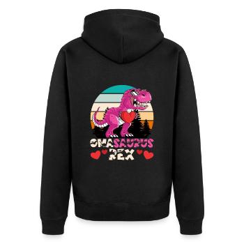Omasaurus Muttertag Grandma Mama Tag Oma - Unisex Premium Bio Zip Hoodie - Schwarz - Hinten - Nico (187cm)