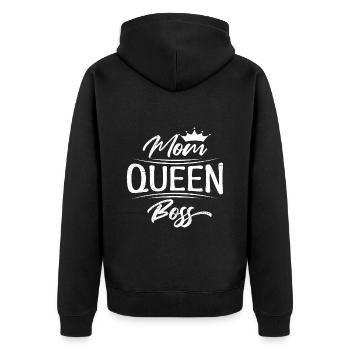 Queen Mama Chef Mom Boss Mother's Day - Unisex Premium Organic Zip Hoodie - black - Back - Nico (187cm)
