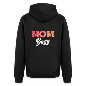 Mama Boss Muttertag starke Mama coole Mutter - Unisex Premium Bio Zip Hoodie - Schwarz - Hinten - Nico (187cm)