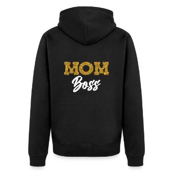 Mama Boss Muttertag starke Mama coole Mutter - Unisex Premium Bio Zip Hoodie - Schwarz - Hinten - Nico (187cm)