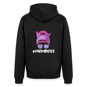 Mama Chefin Muttertag Mama Boss Supervisor - Unisex Premium Bio Zip Hoodie - Schwarz - Hinten - Nico (187cm)