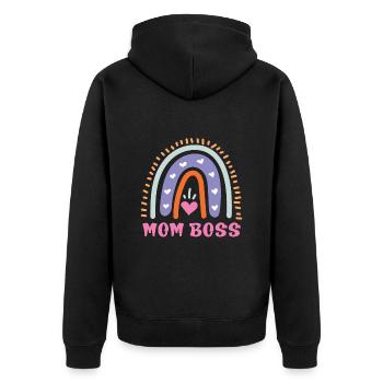 Mama Boss Muttertag starke Mama coole Mutter - Unisex Premium Bio Zip Hoodie - Schwarz - Hinten - Nico (187cm)