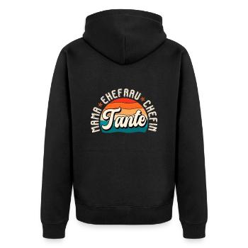 Tante Ehefrau Chefin Legende Muttertag Tanten - Unisex Premium Bio Zip Hoodie - Schwarz - Hinten - Nico (187cm)