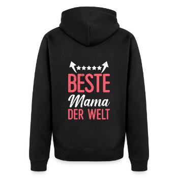 Die Beste Mama der Welt weltbeste Mama Muttertag - Unisex Premium Bio Zip Hoodie - Schwarz - Hinten - Nico (187cm)