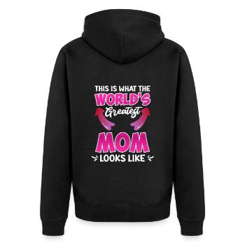 Weltbeste Mama Muttertag Beste Mama coolste Mama - Unisex Premium Bio Zip Hoodie - Schwarz - Hinten - Nico (187cm)