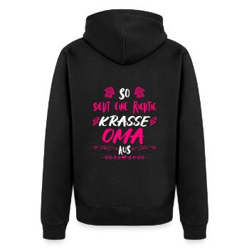 Beste Oma krasse Oma Großmutter Granny - Unisex Premium Bio Zip Hoodie - Schwarz - Hinten - Nico (187cm)