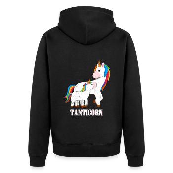 Einhorn cool Muttertag Tanten Einhörner - Unisex Premium Bio Zip Hoodie - Schwarz - Hinten - Nico (187cm)