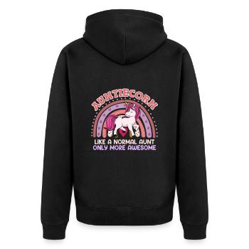 Tanticorn Einhorn Tanten Muttertag Unicorn - Unisex Premium Bio Zip Hoodie - Schwarz - Hinten - Nico (187cm)